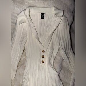 Brand New XS Windsor White Ribbed Button-Up Body Suite